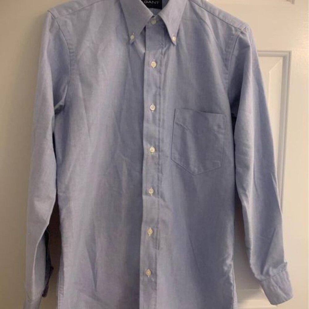 Boys Size 14 1/2 - 32 Light Blue Button Down Gant Dress Shirt